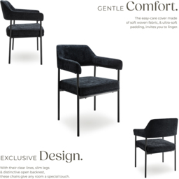 tectake Doe Set of 4 Black Woven Fabric Armchair - Size: Single - Wilko - thumbnail 4