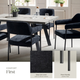 tectake Doe Set of 4 Black Woven Fabric Armchair - Size: Single - Wilko - thumbnail 5