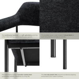 tectake Doe Set of 4 Black Woven Fabric Armchair - Size: Single - Wilko - thumbnail 6