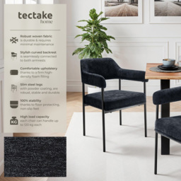 tectake Doe Set of 4 Black Woven Fabric Armchair - Size: Single - Wilko - thumbnail 7