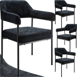 tectake Doe Set of 4 Black Woven Fabric Armchair - Size: Single - Wilko - thumbnail 3