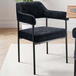 tectake Doe Set of 4 Black Woven Fabric Armchair - Size: Single - Wilko - thumbnail 1