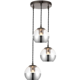 Cosylyte Marlo Matt Black Base 3 Light Smoky Glass Cluster Pendant Light - Size: 36 x 34 x 22cm - Wilko - thumbnail 4