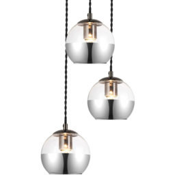 Cosylyte Marlo Matt Black Base 3 Light Smoky Glass Cluster Pendant Light - Size: 36 x 34 x 22cm - Wilko - thumbnail 5
