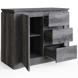 GFW Canyon Single Door 3 Drawer Charcoal Grey Storage Unit - Size: 70 x 85.5 x 39cm - Wilko - thumbnail 5