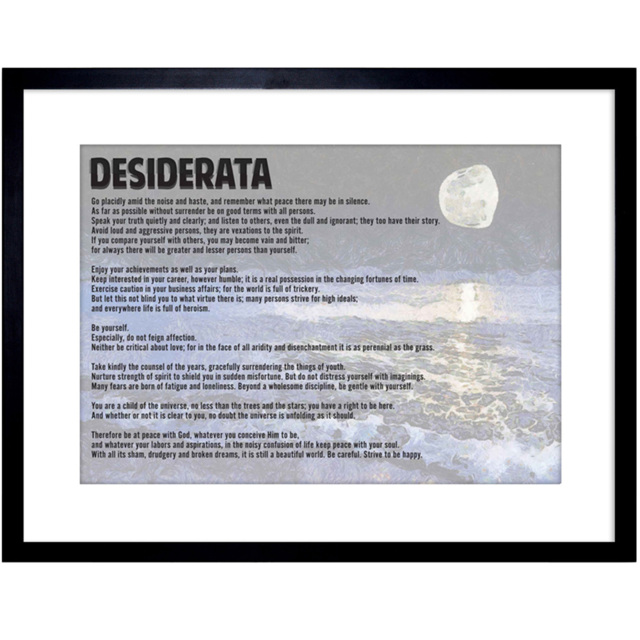 Wee Blue Coo Black Desiderata Ehrmann Placidly Noise Haste Quote Framed Wall Art Print 23 x 18cm - Size: 25.9 x 20.6 x 1.5cm - Grey - Wilko - image 1