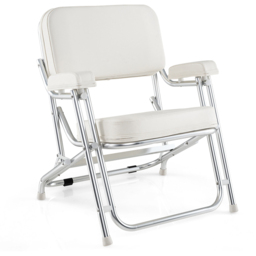 Costway White Foldable Upholstered Aluminium Deck Chair - Size: 87 x 73 x 31cm - Wilko - thumbnail 3