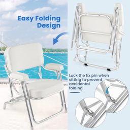 Costway White Foldable Upholstered Aluminium Deck Chair - Size: 87 x 73 x 31cm - Wilko - thumbnail 7