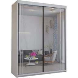 Sliding Wardrobes 4U 2 Sliding Door White Modern Full Length Mirrored Wardrobe 150cm - Size: 2 Door - Wilko - thumbnail 3
