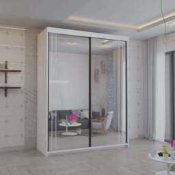 Sliding Wardrobes 4U 2 Sliding Door White Modern Full Length Mirrored Wardrobe 150cm - Size: 2 Door - Wilko - thumbnail 4
