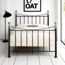 OAT Home Hampstead Small Double Black and Brass Metal Bed - Wilko - thumbnail 7
