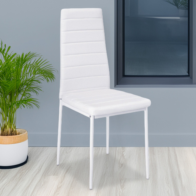 Living and Home Set of 4 White Faux Leather Armless High Back Dining Chairs - Wilko - image 1