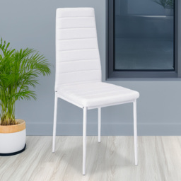 Living and Home Set of 4 White Faux Leather Armless High Back Dining Chairs - Wilko