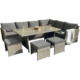Outdoor Living Knutsford Rattan 9 Seater Garden Dining Set Grey - Wilko - thumbnail 3