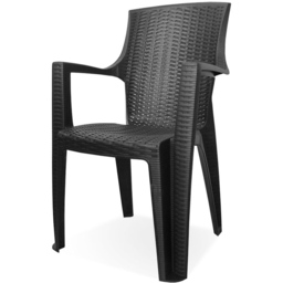 Amelia Rattan Garden Chair - Size: 1 Seater - Black - Wilko - thumbnail 3