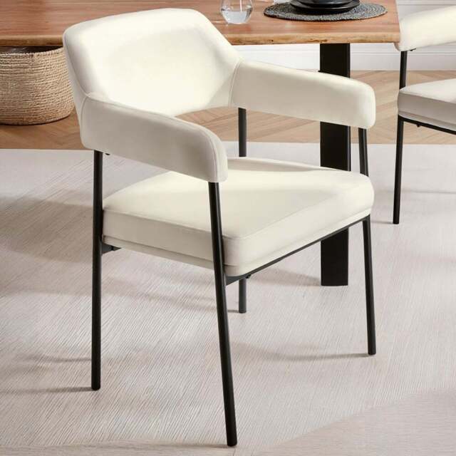 tectake Doe Set of 2 Off-White Velvet Armchair - Size: Single - Wilko - image 1