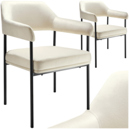 tectake Doe Set of 2 Off-White Velvet Armchair - Size: Single - Wilko - thumbnail 3