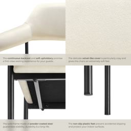 tectake Doe Set of 2 Off-White Velvet Armchair - Size: Single - Wilko - thumbnail 6