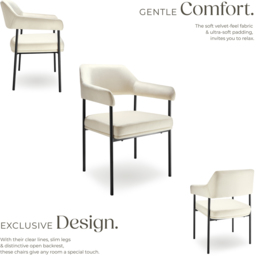 tectake Doe Set of 2 Off-White Velvet Armchair - Size: Single - Wilko - thumbnail 4