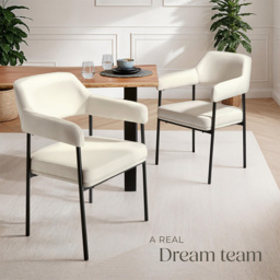 tectake Doe Set of 2 Off-White Velvet Armchair - Size: Single - Wilko - thumbnail 5