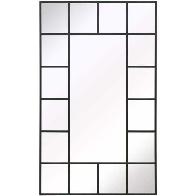 The Fenestra Black Window Metal Leaner Wall Mirror 200 x 120cm - MirrorOutlet - Wilko - image 1