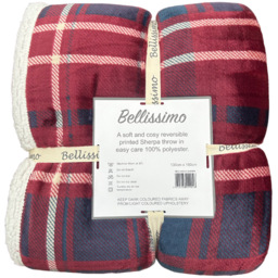 Bellissimo Red Check Soft Fleece Sherpa Throw - Size: 130 x 180cm - Wilko - thumbnail 4