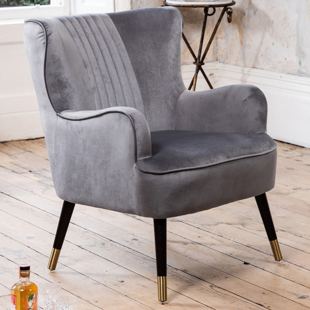 Artemis Home Madison Grey Velvet Accent Chair - Size: Single - Wilko - image 1