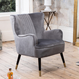 Artemis Home Madison Grey Velvet Accent Chair - Size: Single - Wilko - thumbnail 5
