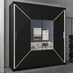 Sliding Wardrobes 4U Nicole 2 Door Black Mirrored Wardrobe 120cm - Wilko - thumbnail 1