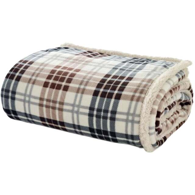 Deyongs Navy and Choco Balwin Tartan Throw 140 x 180cm - Multi - Wilko - image 1