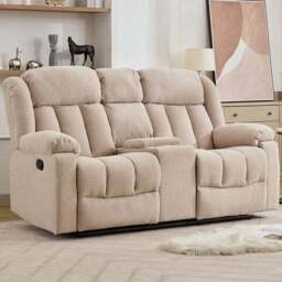 Artemis Home Lovell 2 Seater Light Brown Boucle Manual Recliner Sofa with Centre Console - Wilko - thumbnail 1