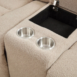 Artemis Home Lovell 2 Seater Light Brown Boucle Manual Recliner Sofa with Centre Console - Wilko - thumbnail 3