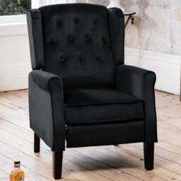 Artemis Home Annapoli Black Velvet Manual Recliner Armchair - Size: Single - Wilko - thumbnail 1