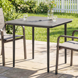 Outsunny 4 Seater Garden Dining Table with Umbrella Hole Light Grey - Wilko