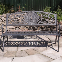 Gardeco 2 Seater Greenman Motif Black and Bronze Patina Cast Iron Bench - Wilko