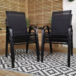 Samuel Alexander Set of 4 Black Textilene Garden Chair - Size: 1 Seater - Wilko