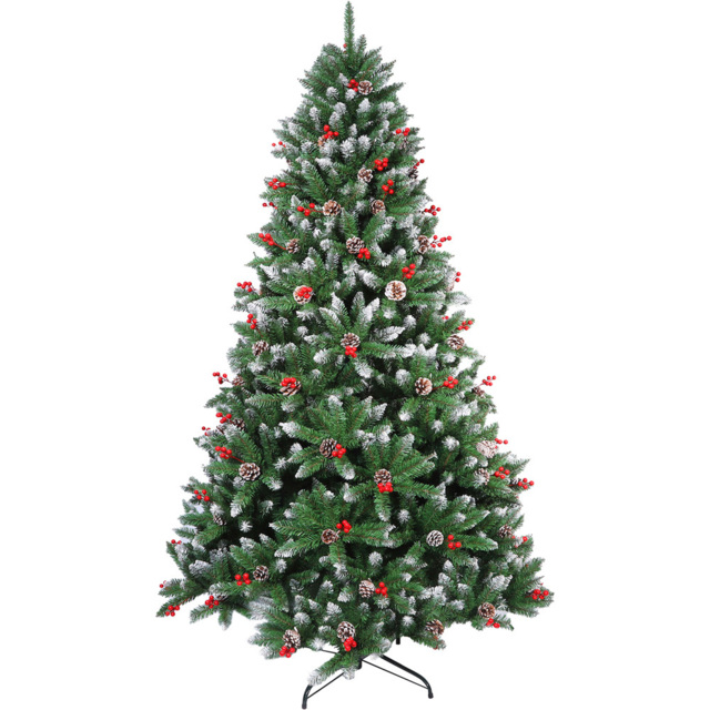 wilko Snow Flocked Artificial Christmas Tree with Pine Cones 7ft - Green - image 1