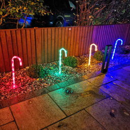 Samuel Alexander 4 Piece Multicolour LED Christmas Candy Cane Path Lights Set - Size: 62 x 30 x 8cm - Multi Coloured - Wilko - thumbnail 3