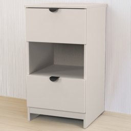 Crowndale Bora 2 Drawer Single Shelf Kashmir Matt Bedside Cabinet - Cream - Wilko - thumbnail 1