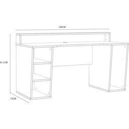 Florence Tezaur 4 Shelf Black LED Gaming Desk with White Trim - Furniture To Go - Wilko - thumbnail 7