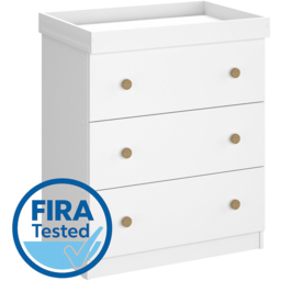Shefa 888 3 Drawer White and Oak Kids Changing Dresser - Size: 92 x 80 x 50cm - Wilko - thumbnail 7