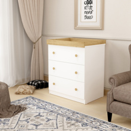 Shefa 888 3 Drawer White and Oak Kids Changing Dresser - Size: 92 x 80 x 50cm - Wilko - thumbnail 6