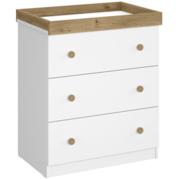 Shefa 888 3 Drawer White and Oak Kids Changing Dresser - Size: 92 x 80 x 50cm - Wilko - thumbnail 3