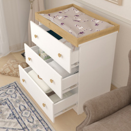 Shefa 888 3 Drawer White and Oak Kids Changing Dresser - Size: 92 x 80 x 50cm - Wilko - thumbnail 5