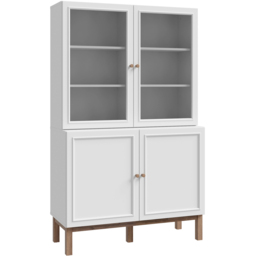 Florence Wensley 4 Door Light Grey and Oak Glass Display Cabinet - Size: 162.8 x 99.9 x 41.7cm - Multi - Furniture To Go - Wilko - thumbnail 3