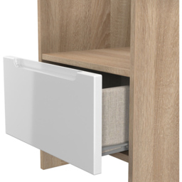 Crowndale Milan Single Drawer Single Shelf White Gloss and Bardolino Oak Lamp Table Ready Assembled - Size: 50 x 44 x 44cm - White Gloss & Bardolino O - thumbnail 7
