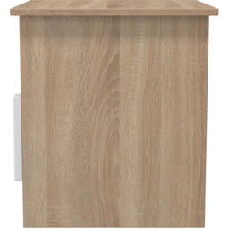 Crowndale Milan Single Drawer Single Shelf White Gloss and Bardolino Oak Lamp Table Ready Assembled - Size: 50 x 44 x 44cm - White Gloss & Bardolino O - thumbnail 4