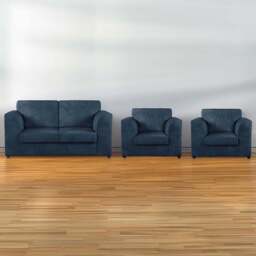 Luxor 4 Seater Navy Blue Jumbo Cord Full Back Sofa Suite - Wilko - thumbnail 1