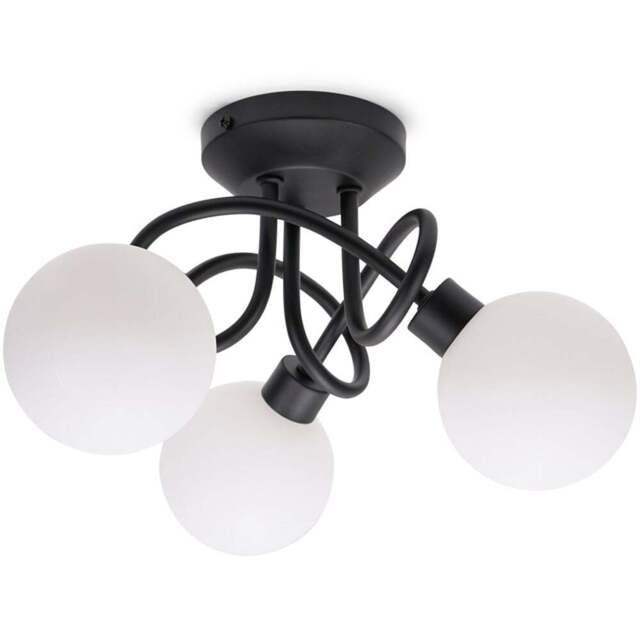 ValueLights Velika 3 Way Opaque Flush Black LED Ceiling Light - Size: 19.5 x 32.5 x 29.5cm - Wilko - image 1
