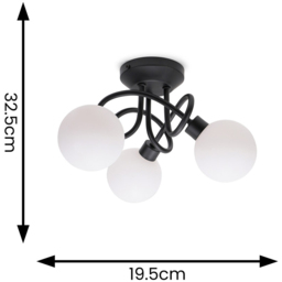 ValueLights Velika 3 Way Opaque Flush Black LED Ceiling Light - Size: 19.5 x 32.5 x 29.5cm - Wilko - thumbnail 7